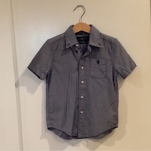 Ralph Lauren Short-Sleeve Button-Down Shirt in Light Gray